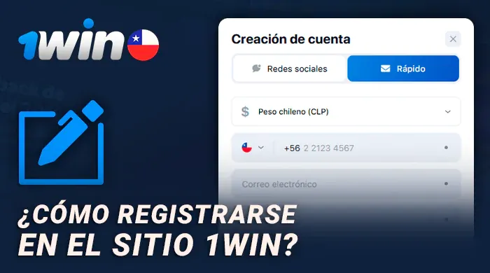 Formulario de alta de 1win con la divisa chilena